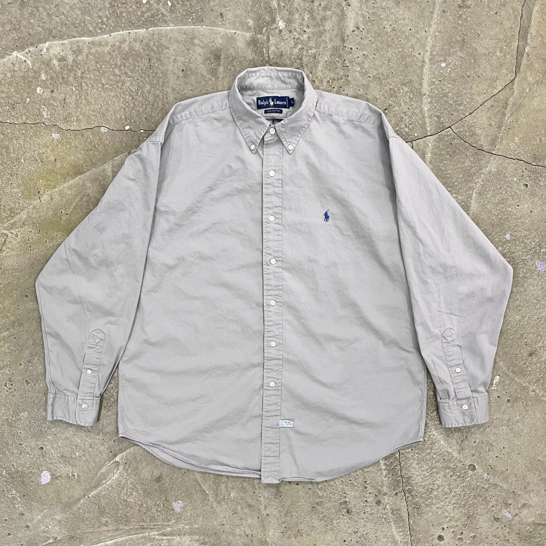 90&#039;s Polo Cotton Twill Shirt - L