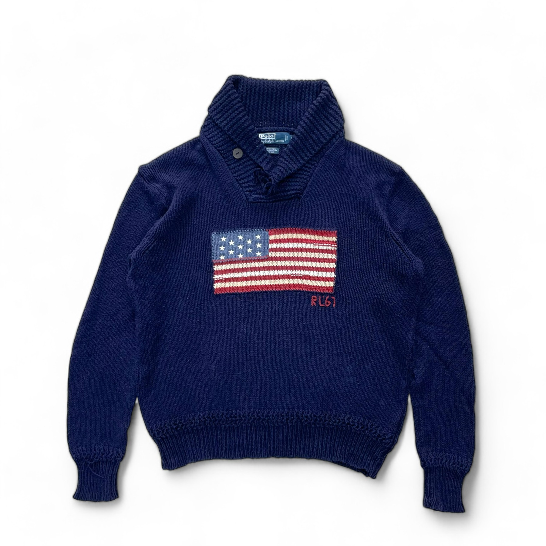 Polo USA Flag Shawl Collar Sweater - L