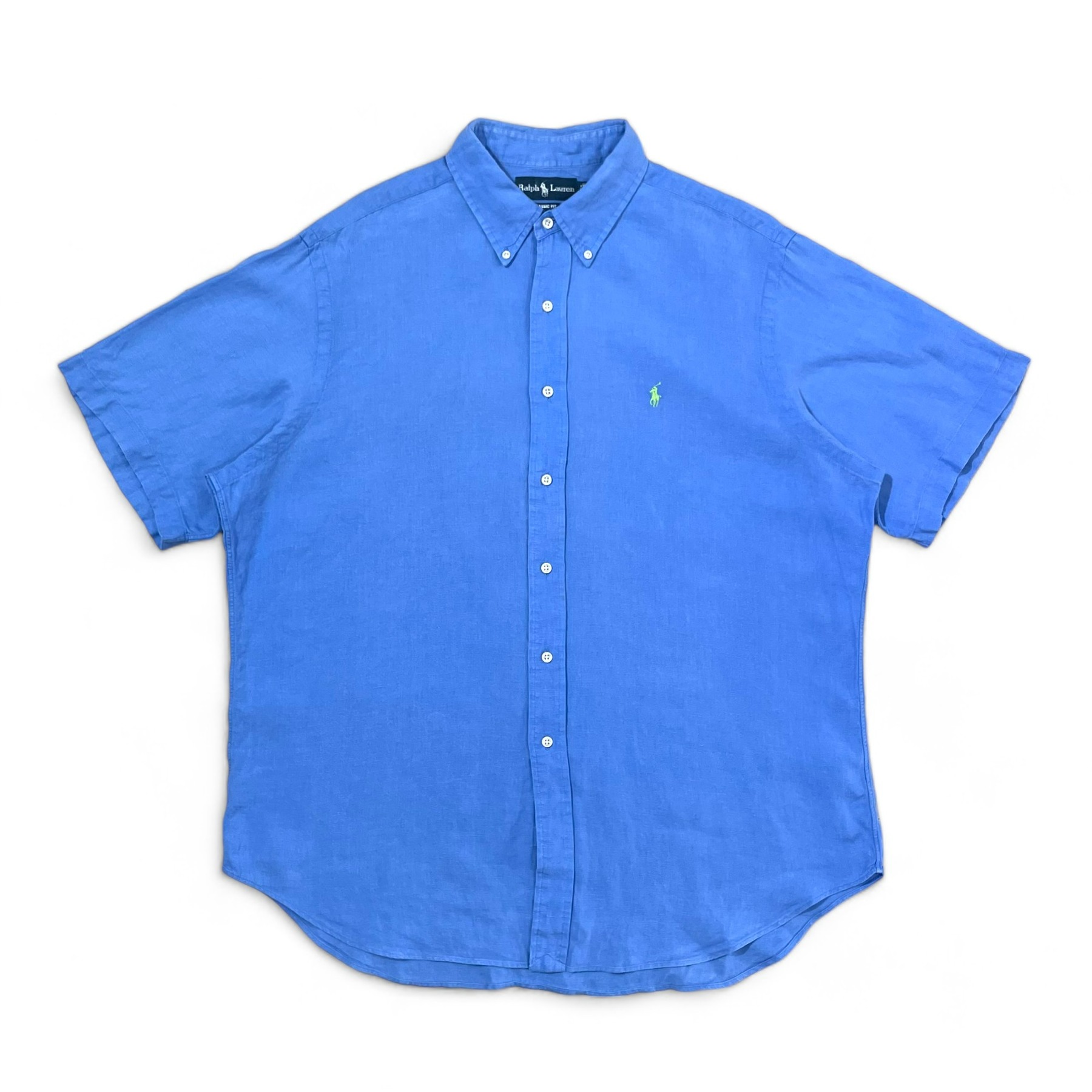 90&#039;s Polo Classic Fit Linen 1/2 Shirt - XL