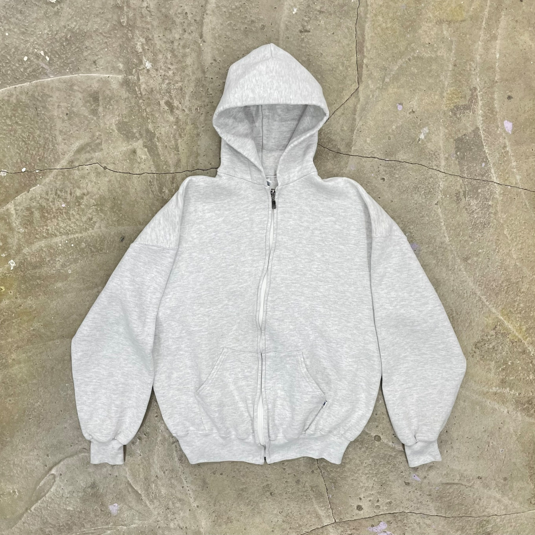 90&#039;s RUSSELL Plain Sweat Zip Hoodie (Made in USA) - XL