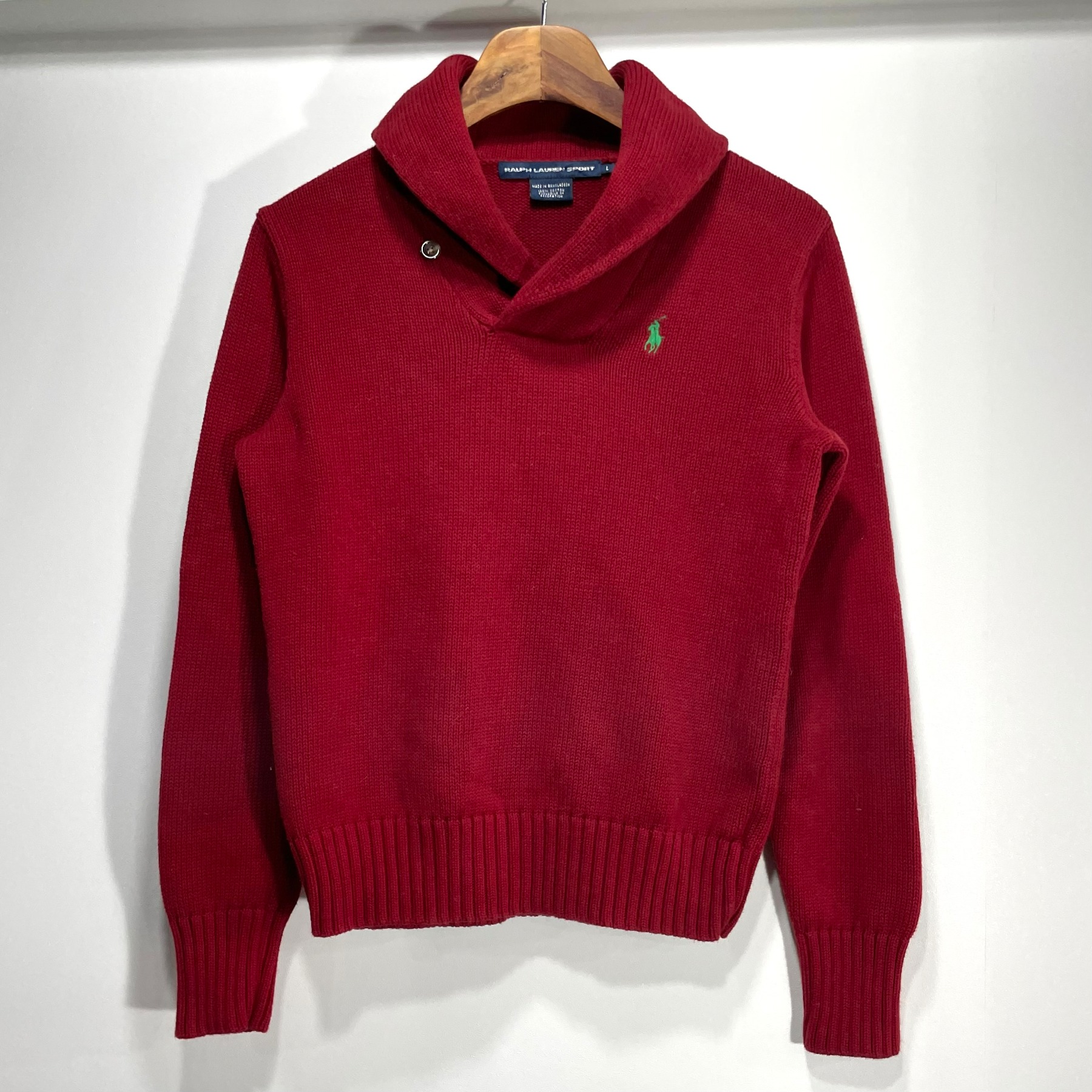 90&#039;s Polo Cotton Shawl Collar Sweater - L